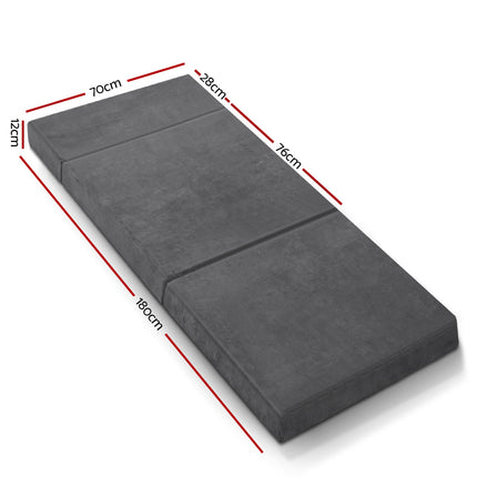 Giselle Bedding Foldable Mattress Folding Foam Bed Mat Single Grey.