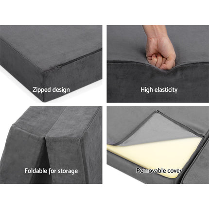 Giselle Bedding Foldable Mattress Folding Foam Bed Mat Single Grey.