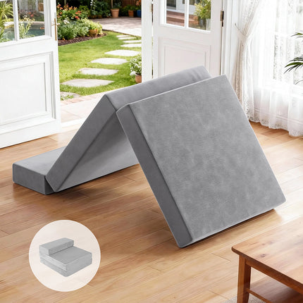Giselle Bedding Foldable Mattress Folding Foam Bed Mat Light Grey.