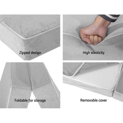 Giselle Bedding Foldable Mattress Folding Foam Bed Mat Light Grey.