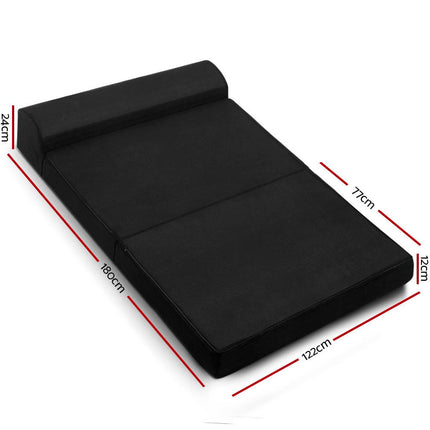Giselle Bedding Foldable Mattress Folding Foam Bed Mat Double Black.