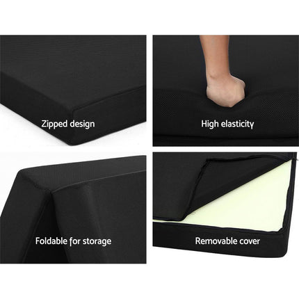 Giselle Bedding Foldable Mattress Folding Foam Bed Mat Double Black.