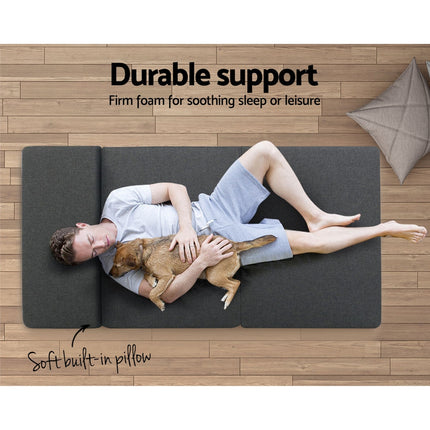 Giselle Bedding Foldable Mattress Folding Foam Bed Floor Mat Grey.