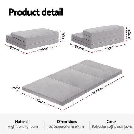 Giselle Foldable Mattress Folding Sofa Bed 4-fold Sleeping Camping Cushion Mat.