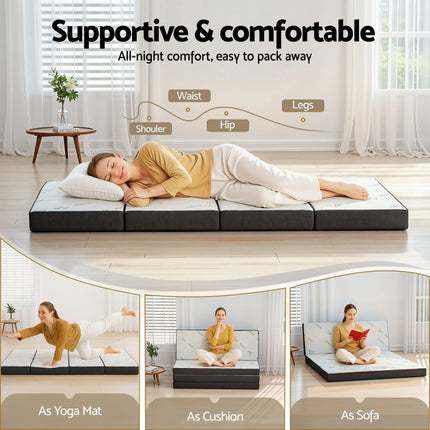Giselle Foldable Mattress Folding Foam Mattresses Bamboo Double.