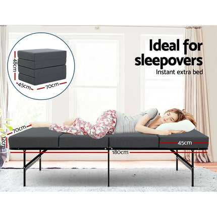 Giselle Bedding Foldable Mattress Folding Foam Single Grey.