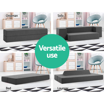 Giselle Bedding Foldable Mattress Folding Foam Sofa Bed Chair Grey.