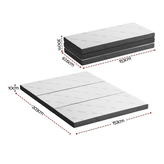 Giselle Foldable Mattress Folding Foam Mattresses Bamboo Queen.