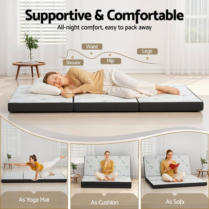 Giselle Foldable Mattress Folding Foam Mattresses Bamboo Queen.