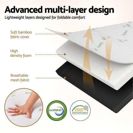 Giselle Foldable Mattress Folding Foam Mattresses Bamboo Queen.