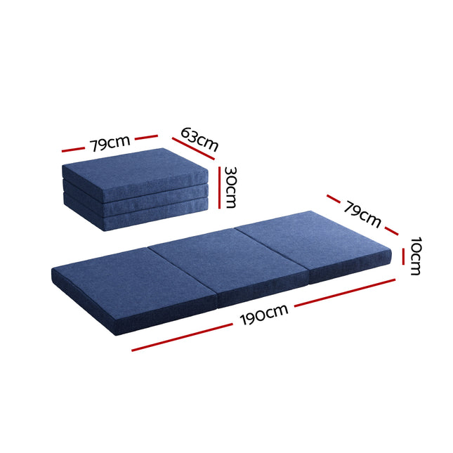 Giselle Bedding Foldable Mattress Folding Foam Single Blue.