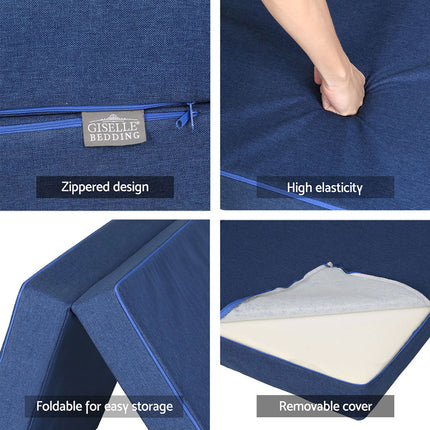 Giselle Bedding Foldable Mattress Folding Foam Single Blue.