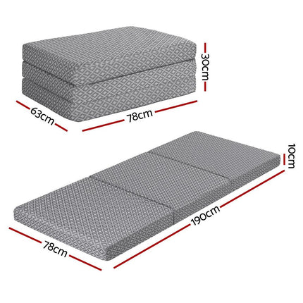 Giselle Foldable Mattress Folding Sofa Bed Trifold Memory Foam Camping Cushion Mat.