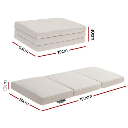 Giselle Bedding Foldable Mattress Fleece Portable 3-fold Folding Foam Mattresses.