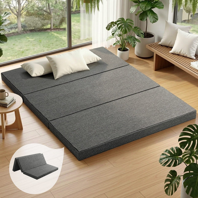 Giselle Bedding Foldable Mattress Folding Foam Queen Grey.