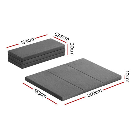Giselle Bedding Foldable Mattress Folding Foam Queen Grey.