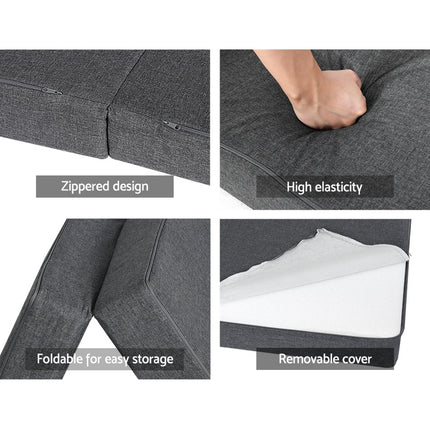 Giselle Bedding Foldable Mattress Folding Foam Queen Grey.