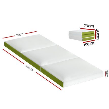 Giselle Bedding Foldable Mattress Folding Foam Trifold Green.