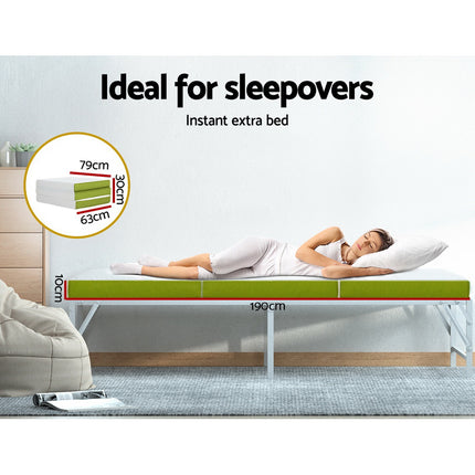 Giselle Bedding Foldable Mattress Folding Foam Trifold Green.