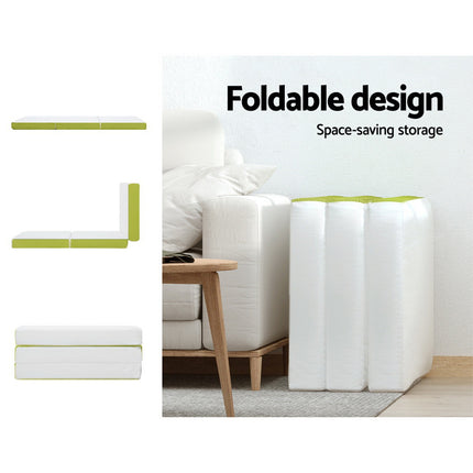 Giselle Bedding Foldable Mattress Folding Foam Trifold Green.