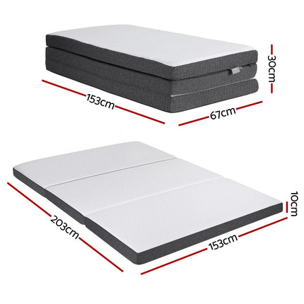 Giselle Bedding Foldable Mattress Folding Sofa Bed Tri-Fold Memory Foam Tencel Queen.