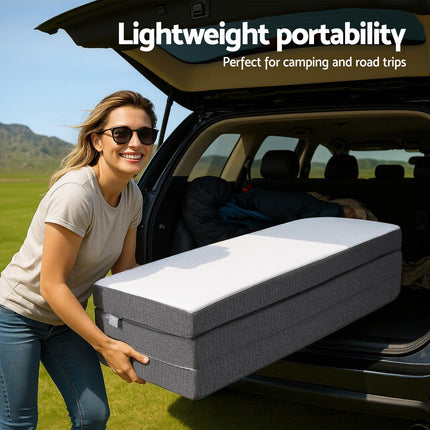 Giselle Bedding Foldable Mattress Folding Sofa Bed Tri-Fold Memory Foam Tencel Queen.
