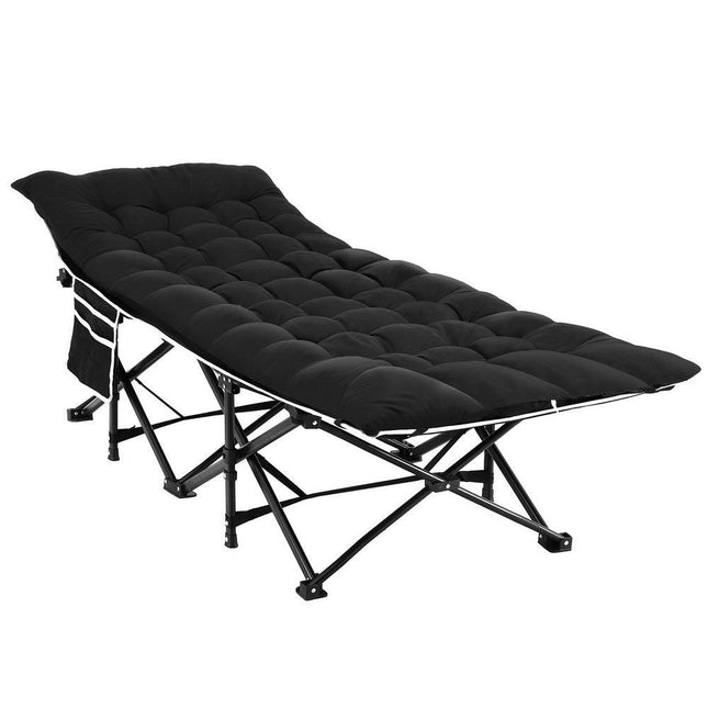 Artiss Folding Bed With Mattress Heavy Duty Black 185CM.