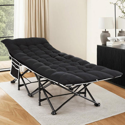Artiss Folding Bed With Mattress Heavy Duty Black 185CM.
