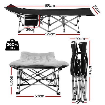 Artiss Folding Bed With Mattress Heavy Duty Grey 185CM.