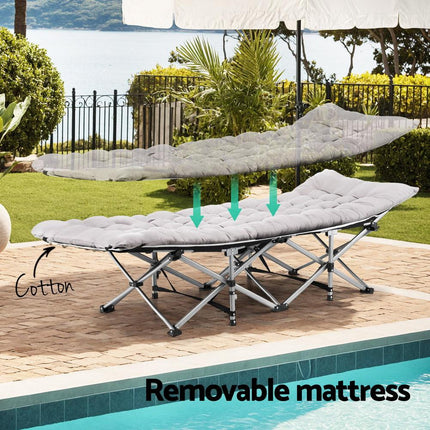 Artiss Folding Bed With Mattress Heavy Duty Grey 185CM.