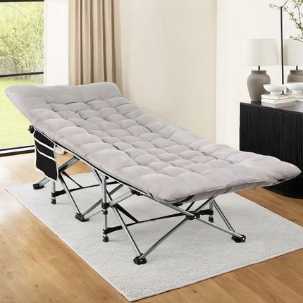 Artiss Folding Bed With Mattress Heavy Duty Grey 185CM.