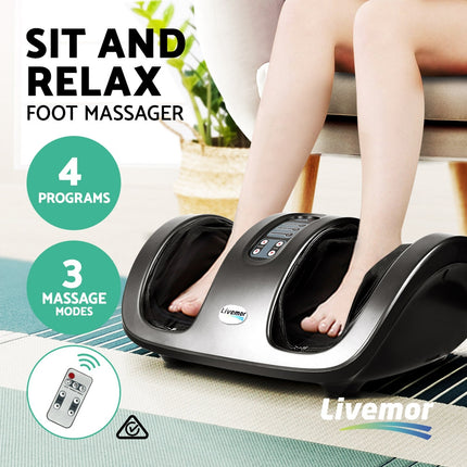Livemor Foot Massager Shiatsu Massagers Electric Roller Kneading Leg Grey.