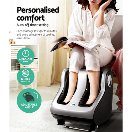 Livemor Foot Massager Shiatsu Massagers Electric Roller Calf Leg Kneading Silver.