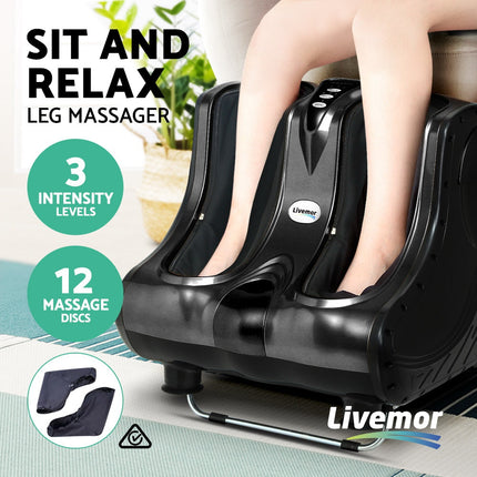 Livemor Foot Massager Massagers Shiatsu Electric Roller Ankle Calf Leg Kneading Black.