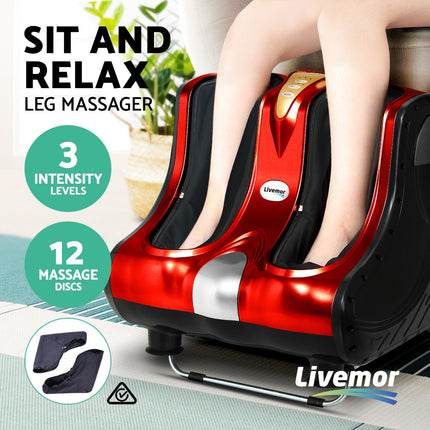 Livemor Foot Massager Massagers Shiatsu Electric Roller Ankle Calf Leg Kneading Red.