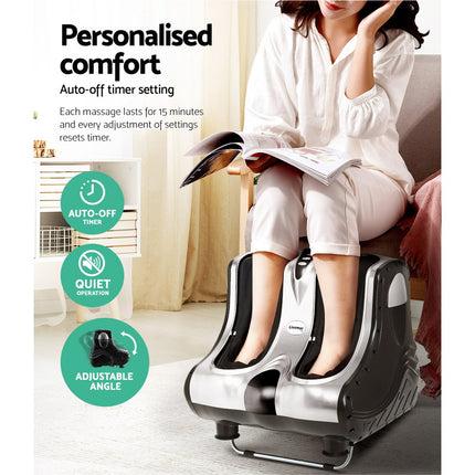 Livemor Foot Massager Massagers Shiatsu Electric Roller Ankle Calf Leg Kneading Silver.