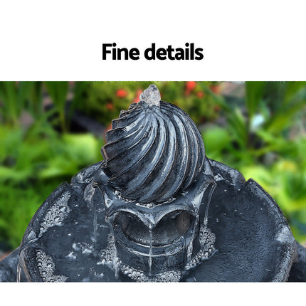 Gardeon Solar Water Feature 3-Tier Fountain with Pump Kit Bird Bath 93CM Black.