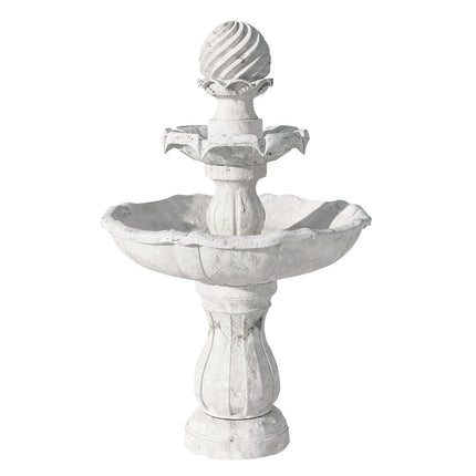 Gardeon Solar Water Feature 3-Tier Fountain with Pump Kit Bird Bath 93CM Ivory.