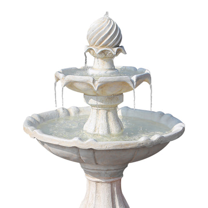 Gardeon Solar Water Feature 3-Tier Fountain with Pump Kit Bird Bath 93CM Ivory.