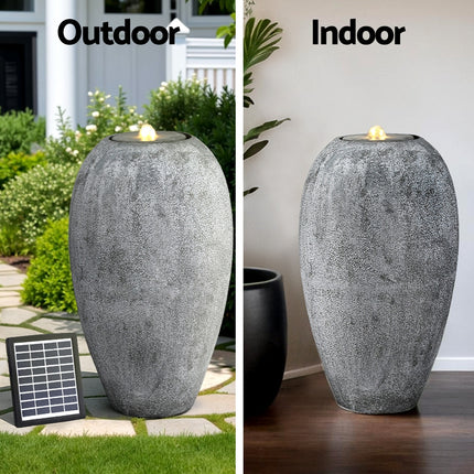 Gardeon Solar Fountain Water Feature Outdoor Fountain LED Lights Beige.