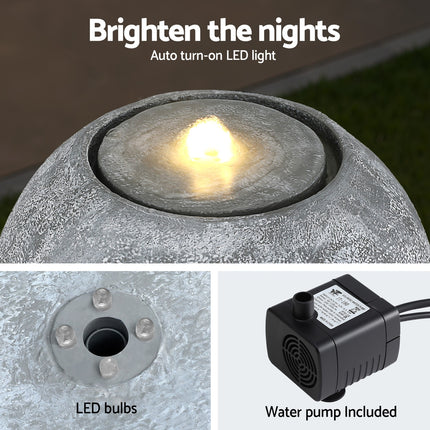 Gardeon Solar Fountain Water Feature Outdoor Fountain LED Lights Beige.