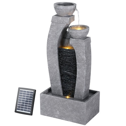 Gardeon Solar Fountain Water Feature Outdoor Fountain Indoor 3-Tier Cascading Grey.