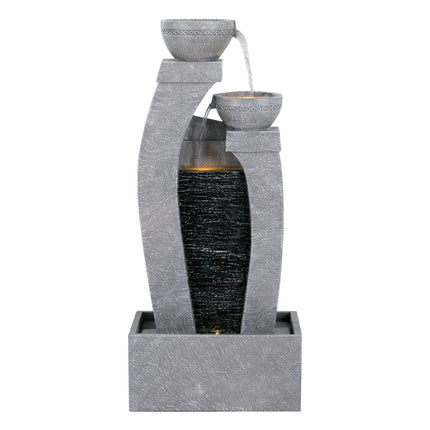 Gardeon Solar Fountain Water Feature Outdoor Fountain Indoor 3-Tier Cascading Grey.