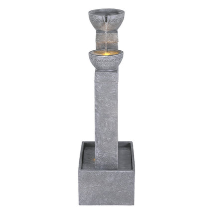 Gardeon Solar Fountain Water Feature Outdoor Fountain Indoor 3-Tier Cascading Grey.
