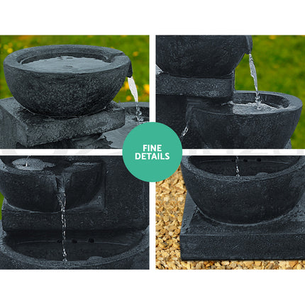 Gardeon Solar Water Feature Cascading Fountain 4-Tier Bowl LED Lights 72CM Blue.