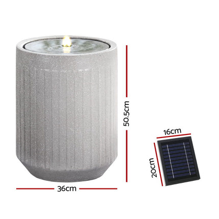 Gardeon Solar Fountain Water Feature Outdoor Fountain LED Lights Beige.