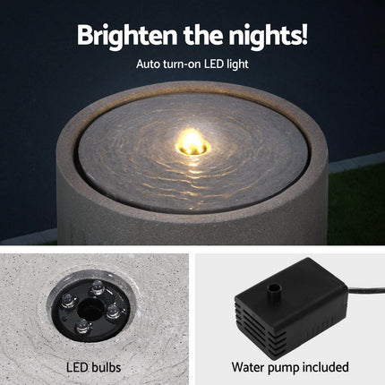 Gardeon Solar Fountain Water Feature Outdoor Fountain LED Lights Beige.