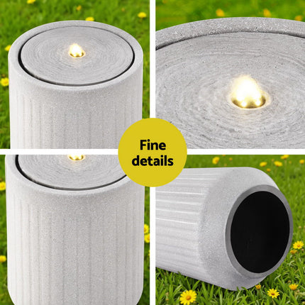 Gardeon Solar Fountain Water Feature Outdoor Fountain LED Lights Beige.