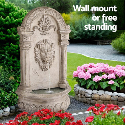 Gardeon Solar Fountain Water Feature Wall Mount Garden Fountains 77CM Beige.