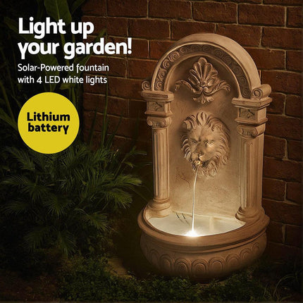 Gardeon Solar Fountain Water Feature Wall Mount Garden Fountains 77CM Beige.